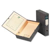 Rexel Classic Box File 70mm Spine Press Button Closure Foolscap Black/Green Cloud Ref 30115EAST [Pack 5]