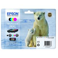 Epson 26XL Inkjet Cartridge Polar Bear HY Black/Cyan/Magenta/Yellow 41.3ml Ref C13T26364010 [Pack 4]