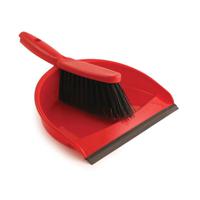Dustpan and Brush Set Soft Bristles Red [SET]