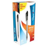 Paper Mate Inkjoy 100 Retractable Ballpoint Pen Medium 1.0mm Tip 0.7mm Line Black Ref S0957030 [Pack 20]