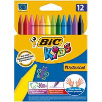 Bic Kids Plastidecor Crayons Long-lasting Sharpenable Wallet Vivid Assorted Colours Ref 920299 [Pack 12]