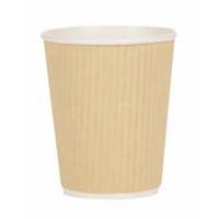 Paper Cup Ripple Wall PE Lining 12oz 350ml Corrugated Case Brown Kraft [Pack 500]