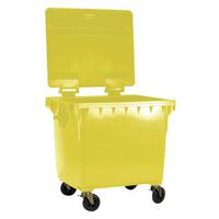 Four Wheeled Bin UV Stabilised Polyethylene 1100 Litres 67kg 1400x1200x1450mm Yellow