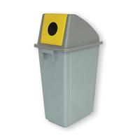 Recycling Bin for Bottles 60 Litre Capacity with Circular Slot 330x480x1190mm Grey/Yellow
