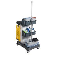 Numatic Xtra-Compact XC-1 Cleaning Trolley with 3 Buckets and 2 Tray Units W840xD570xH1060mm Ref 907440