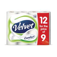 Velvet Comfort Toilet Rolls 210 Sheets 2-ply White Ref 1102092 [Pack 12]