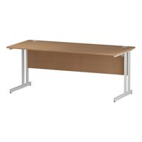 Trexus Rectangular Desk White Cantilever Leg 1800x800mm Oak Ref I002646