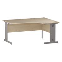 Trexus Radial Desk Right Hand Silver Cable Managed Leg 1600/1200mm Maple Ref I000530