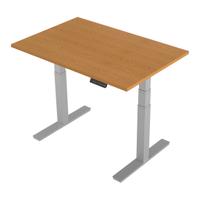 Trexus Sit-Stand Desk Height-adjustable Silver Leg Frame 1200/800mm Oak Ref HA01017