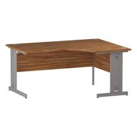 Trexus Radial Desk Right Hand Silver Cable Managed Leg 1600/1200mm Walnut Ref I002143