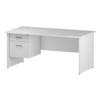 Trexus Rectangular Desk Panel End Leg 1600x800mm Fixed Pedestal 2 Drawers White Ref I002252