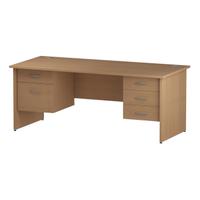 Trexus Rectangular Desk Panel End Leg 1800x800mm Double Fixed Pedestal 2&3 Drawers Oak Ref I002721