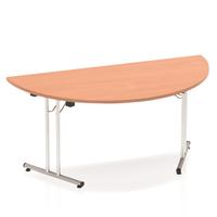 Sonix Semi-circular Chrome Leg Folding Meeting Table 1600x800mm Beech Ref I000694