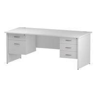 Trexus Rectangular Desk Panel End Leg 1800x800mm Double Fixed Pedestal 2&3 Drawers White Ref I002269