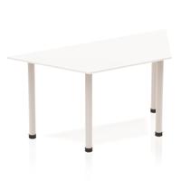 Sonix Trapezoidal Silver Post Leg Table 1600x800mm White Ref BF00176