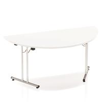 Sonix Semi-circular Chrome Leg Folding Meeting Table 1600x800mm White Ref I000712