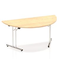 Sonix Semi-circular Chrome Leg Folding Meeting Table 1600x800mm Maple Ref I000721