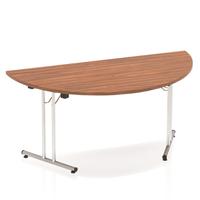 Sonix Semi-circular Chrome Leg Folding Meeting Table 1600x800mm Walnut Ref I000703