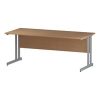 Trexus Rectangular Slim Desk Silver Cantilever Leg 1800x600mm Oak Ref I002651
