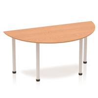 Sonix Semi-circular Silver Post Leg Table 1600x800mm Oak Ref BF00183