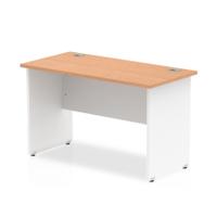 Trexus Desk Rectangle Panel End 1200x600mm Oak Top White Panels Ref TT000089