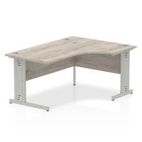 Trexus Radial Desk Right Hand Silver Cable Managed Leg 1600mm Grey Oak Ref I003146
