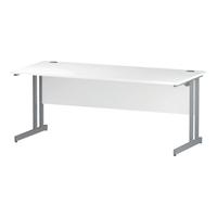 Trexus Rectangular Slim Desk Silver Cantilever Leg 1800x600mm White Ref I002199
