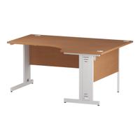 Trexus Radial Desk Right Hand White Cable Managed Leg 1600/1200mm Beech Ref I001880