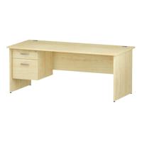 Trexus Rectangular Desk Panel End Leg 1800x800mm Fixed Pedestal 2 Drawers Maple Ref I002479