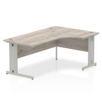 Trexus Radial Desk Right Hand Silver Cable Managed Leg 1800mm Grey Oak Ref I003144