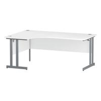 Trexus Radial Desk Left Hand Silver Cantilever Leg 1800mm White Ref I000323