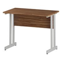 Trexus Rectangular Slim Desk White Cantilever Leg 1000x600mm Walnut Ref I001914