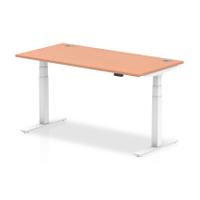 Trexus Sit Stand Desk With Cable Ports White Legs 1600x800mm Beech Ref HA01103
