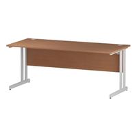 Trexus Rectangular Slim Desk White Cantilever Leg 1800x600mm Beech Ref I001687