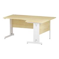 Trexus Radial Desk Right Hand White Cable Managed Leg 1600/1200mm Maple Ref I002623