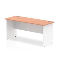 Trexus Desk Rectangle Panel End 1600x600mm Beech Top White Panels Ref TT000099