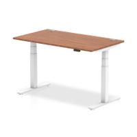 Trexus Sit Stand Desk With Cable Ports White Legs 1400x800mm Walnut Ref HA01106