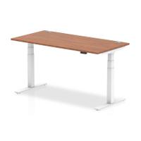 Trexus Sit Stand Desk With Cable Ports White Legs 1600x800mm Walnut Ref HA01107