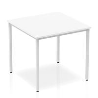 Trexus Square Box Frame Silver Leg Table 800x800mm White Ref BF00114