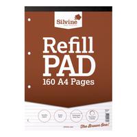 Silvine Refill Pad Headbound 75gsm Ruled Perforated Punched 4 Holes 160pp A4 Brown Ref A4RPF [Pack 6]