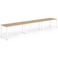 Trexus Bench Desk 3 Person Side to Side Configuration White Leg 3600x800mm Oak Ref BE398