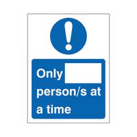 Only X Persons at a time Sign 200x300mm Self Adhesive Vinyl