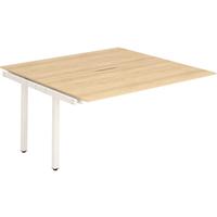 Trexus Bench Desk Double Extension Back to Back Configuration White Leg 1400x1600mm Maple Ref BE191