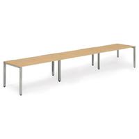 Trexus Bench Desk 3 Person Side to Side Configuration Silver Leg 4200x800mm Beech Ref BE417