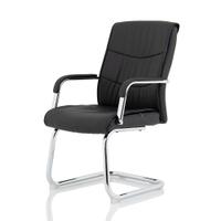 Trexus Carter Black Luxury Faux Leather Cantilever Chair With Arms Ref BR000185