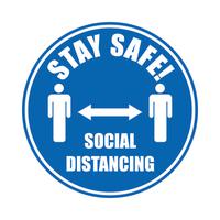 Stay Safe Social Distancing Floor Marker Blue 430mm Diameter Self Adhesive