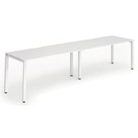 Trexus Bench Desk 2 Person Side to Side Configuration White Leg 2400x800mm White Ref BE360