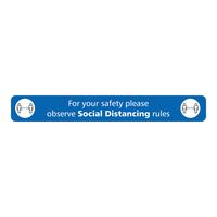 Social Distancing Floor Sign Blue  600x80mm Self Adhesive , with Anti Slip Laminate
