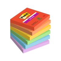 Post-it?? Super Sticky Z-Notes, Soulful Colour Collection, 76 mm x 76 mm, 90 Sheets/Pad, 6 Pads/Pack