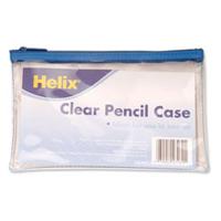 Helix Clear Pencil Cases With Assorted Coloured Zip Tops Size - 200 x 125mm